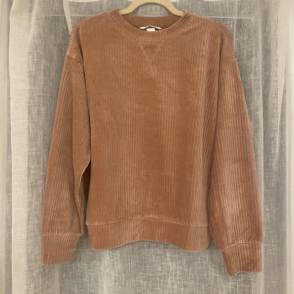 H&M Corded Velour Cocoa Brown Sweatshirt & Jogger Set - Picture 2 of 6